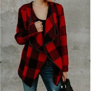 Vici buffalo plaid tweed jacket.